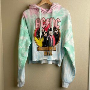 AC/DC Tie Dye Cropped Hoodie Size L